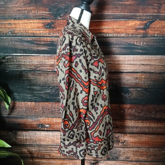 East 5th Top Blouse S Linen Rayon Blend 3/4 Sleeve Aztec Bohemian - Picture 7 of 9